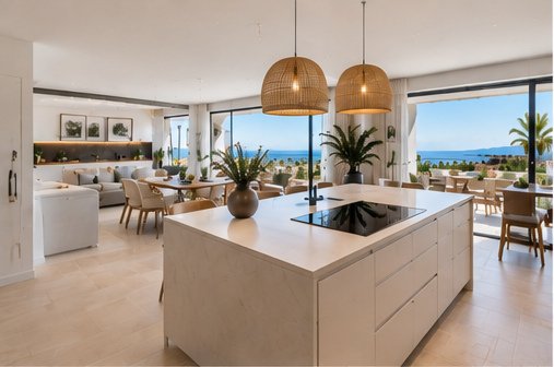 Open-plan modern kitchen